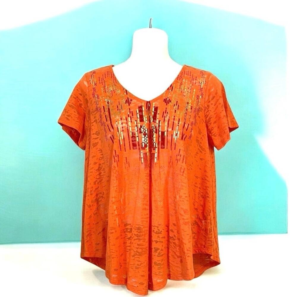 New Directions Women's Orange Casual Blouse S